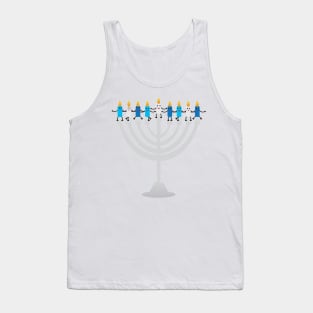 Funny Hanukkah illustration, Cute candles characters sitting on Hanukkah menorah Tank Top